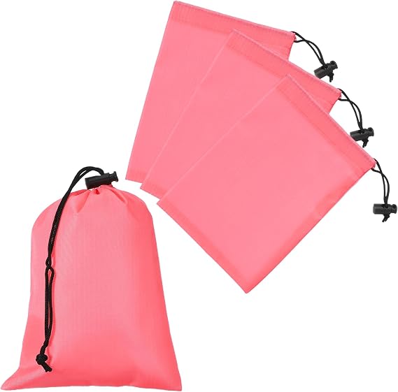 4Pcs Drawstring Bag with Toggle,Stuff Sack String,6x8,Pink
