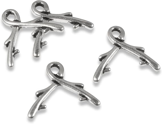 Silver Vine 8mm Briolette Bails, TierraCast Large Pinch Bails 4/Pkg