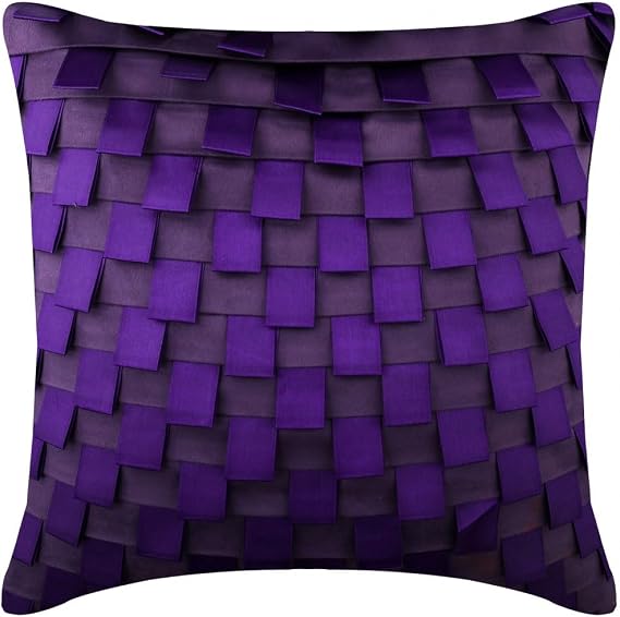 The HomeCentric Purple Cushion Covers, Pintucks & Ribbon Loops Cushions Cover, 45x45 cm (18x18 inch) Decorative Cushion Covers, Square Faux Suede Cushioncase Modern, Stripe - Purple Harmony