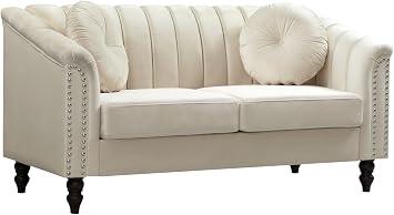 Contemporary Microfiber Fabric Sofa Set, Living Room Furniture Set, Couch Set for Living Room Furniture, and Modern Office Sofa Sets for Living Room/Office/House/Apartment Loveseat, White