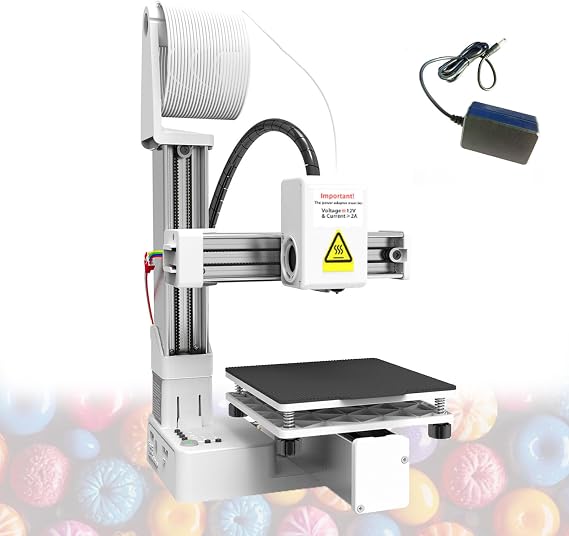 Small 3D Printing Machine with Platform, FDM 3D Printers for Beginners, 4x4x4 Printing Size, Support 1.75mm TPU PLA White