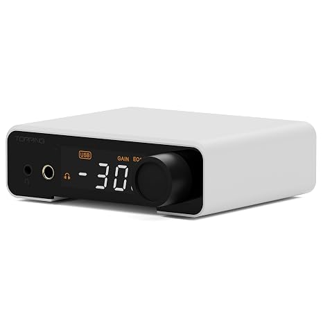 TOPPING DX1 II Gaming DAC Amp Combo, ES9039Q2M USB DAC Amp with 10-Band PEQ DSP, 4.4mm Balanced & 3.5mm Output, 1000mW x2, Optical I/O, UAC1.0 for PS5/Switch, Desktop Audio Decoder (DX1II-White)