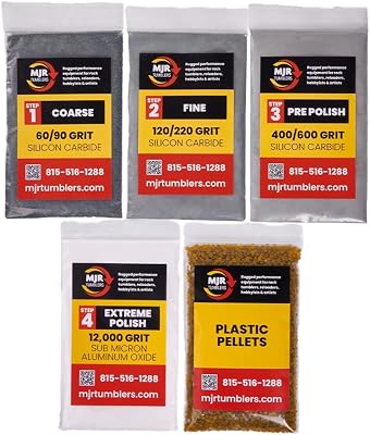 Refill Grit Kit with MJR Tumblers Premium Quality Extreme Polish 12,000 Grit Sub Micron Aluminum Oxide Polish for Unparalleled Results. for 40lb Rock Tumblers with Silicon Carbide and Plastic Pellets