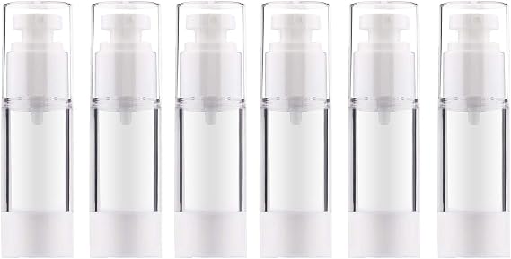 6Pcs Airless Pump Bottle | Refillable Empty Clear Travel Lotion Containers/Vacuum Press Pump Bottles for Foundation, Essence, Lotion (30ml)