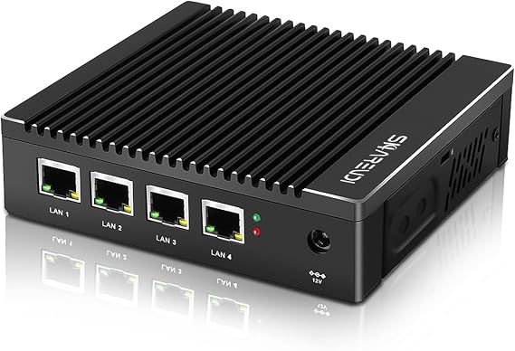 Fanless Micro Firewall Appliance Intel J3710 Quad Core, 4x Intel i226 LAN （up to 2.5Gb）, AES NI Network Gateway Soft Router test with pf-sense opn-sense (8G RAM 128G SSD)