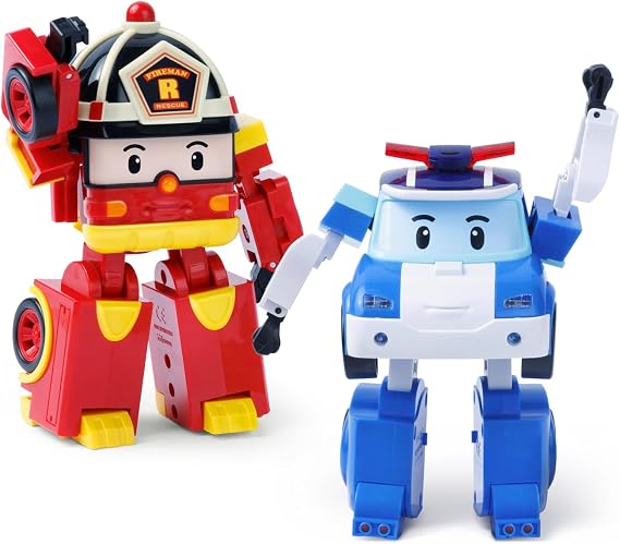 Robocar Poli 4-Inch Transforming Robot 2-Piece Set Polly + Roy Official Direct-Operated Product robocar poli Ages 2, 3, 4, 5 Gift Birthday Graduation Christmas robokarupori