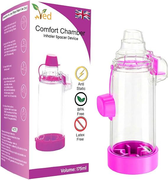 VED Inhaler Spacer Device for Metered Dose Inhaler, Universal Spacer for Adults and Children, Anti Static Spacer for Inhaler, Latex and BPA Free Materials.