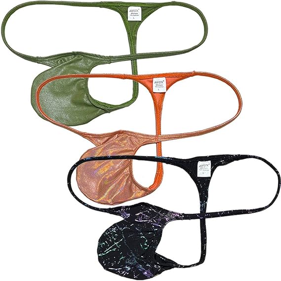 Sexy Men's Metallic Bikini Thong Underwear Male Bulge Pouch Tangas Hombre Shiny G-string Minimum Coverage T-back
