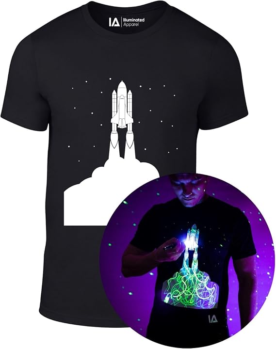 Adult Rocket Spaceship Interactive Glow in The Dark T-Shirt