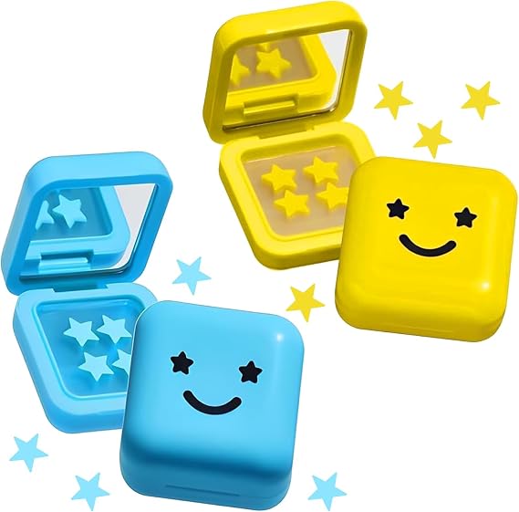Acne Patches for Face, 64Pack Stars Pimple Patches, Hydrocolloid Invisible Spot Treatment for Day Night (Yellow & Blue)