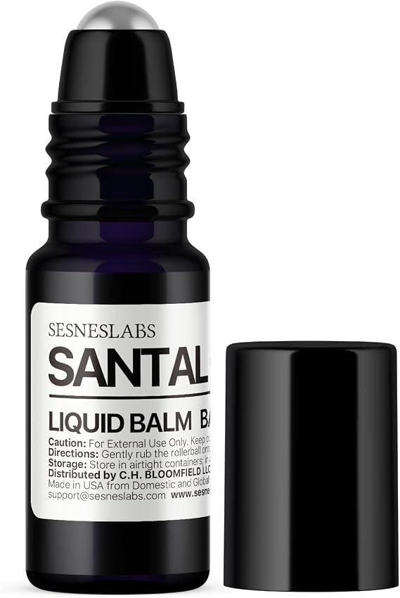 Santal Grass Roll-On Perfume Oil, Sandalwood, Alcohol-Free 10 mL | Opens on fresh-cut grass and eucalyptus, settles into cardamom, papyrus and sandalwood. Unisex, for pulse points and travel.