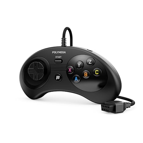 Polymega Mega Retro Controller (RC03) - Wired Connection For Genesis/Mega Drive Style Controller Ports
