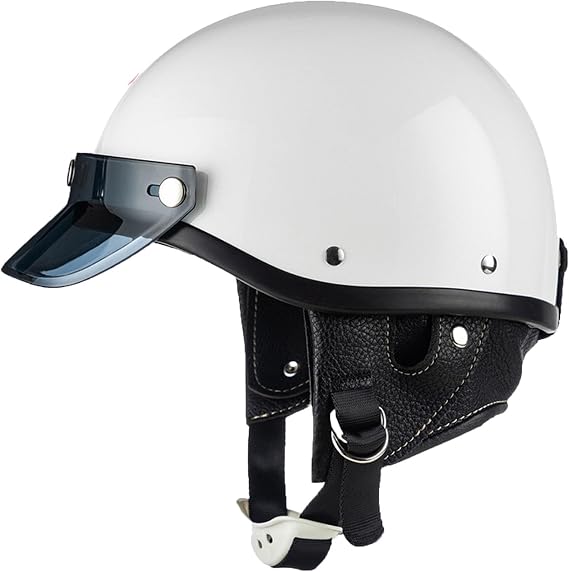 Crash Half Helmet Vintage Motorcycle Half Helmets DOT Approved Open-Face Motorbike Helmets Vintage Half Shell Helmet with Removable Brim for Motorbike Moped Scooters
