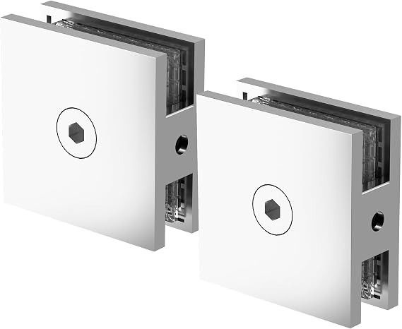 Polished Chrome Glass Clamp for Bathroom,2PCS Shower Glass Clamp for 1/4" to 1/2"(6-12mm) Tempered Glass,U-Clamp for Shower Door