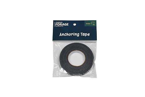 Oasis Forage Floral Anchoring Tape | Strong Waterproof Multi-Surface Tape | 1/4" Wide x 54' Long Roll | Jet Black Color | 8 Retail Ready Packs/Case