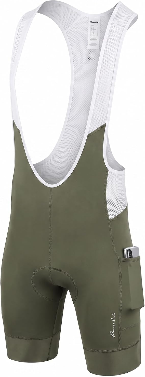 Przewalski Men's Cycling Bib Shorts, 4D Padded Bike Bibs with 2 Pockets
