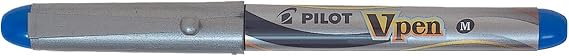 Pilot VPen Disposable Fountain Pen Silver Barrel 0.58 mm Tip - Blue, Single Pen