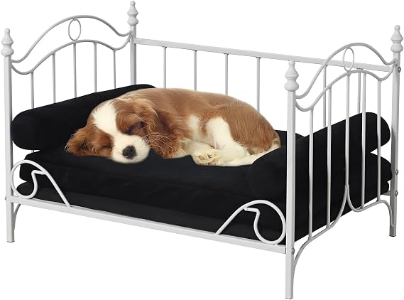 Pet Sofa Bed, Cat Bed,Dog Bed,Cat Couch,Pet Couch,Metal Frame and Detached Velvet Cushion,Cool Dog Couch for Small Cats &Dogs&Puppy Summer Using (White)