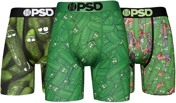 PSD Men's R&m Pickle 3-Pack Boxer Briefs, Multi, S