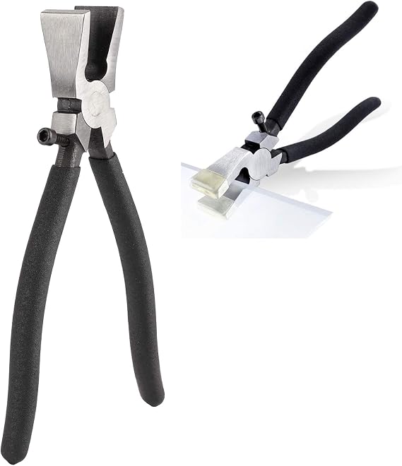 Glass Breaking Plier, Metal Glass Running Pliers with Curved Jaws Glass Running Pliers and Breaker Metal Glass Running Pliers for Stained Glass Work Mosaics Breaking Tool