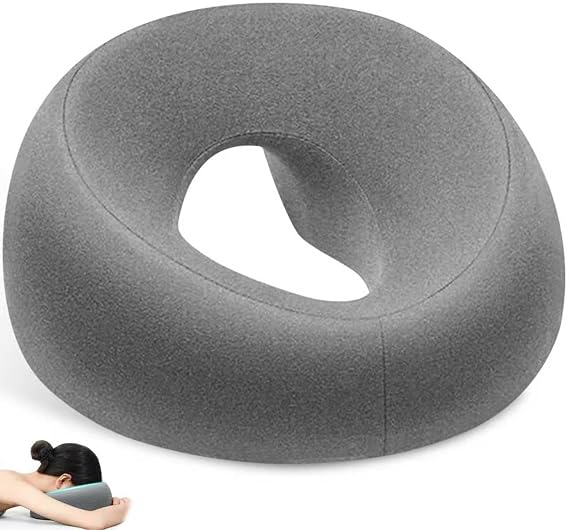 Face Down Pillow with Hole, Massage Headrest for Bed, Ergonomic Prone Cushion, Memory Foam M-Shaped Beauty Pillows, Spa Table Facial Support Cushion for Massage Shop, Salons, Home, Office (Grey)