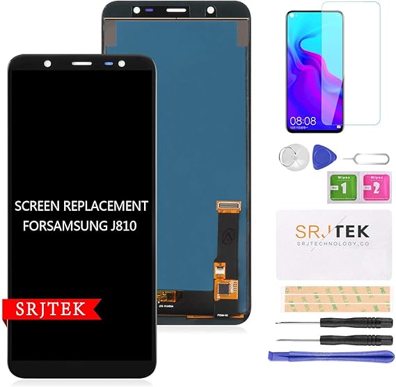 SRJTEK for Samsung Galaxy J810 TFT LCD Screen Replacement 6.0",(NOT AMOLED) Include Tempered Glass for Samsung Galaxy J8 2018 J810M J810F J810G J810Y J810GF Touch Screen digitizer Glass Assembly Kits