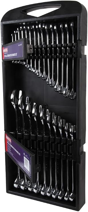 DURATOOL D03082 6-32mm Polished Chrome Combination Spanner Set, 25 Piece