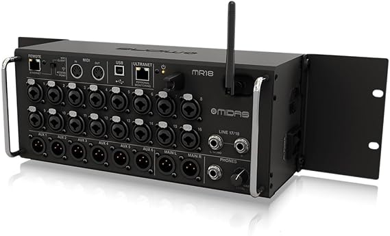 Midas MR18 18-Input Digital Mixer for iPad/Android Tablets with 16 Midas PRO Preamps, Integrated Wifi Module and Multi Channel USB Audio Interface, Compatible with PC and Mac