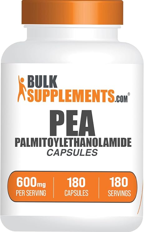 Palmitoylethanolamide Capsules - Pea Supplement, Palmitoylethanolamide 600mg for Immmune Support - Gluten Free, 1 Capsule per Serving, 180 Capsules (Pack of 1)