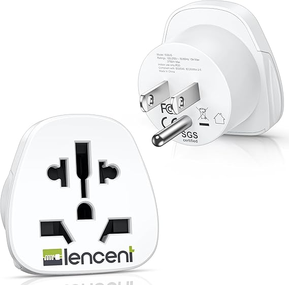 LENCENT World to US Plug Adapter, [2 Packs] European EU Europe/UK/Australia | China/Italy to USA American Outlet Power Adaptor Travel Plug Adapter
