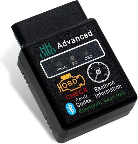 Car Bluetooth OBD2 Diagnostic Tool, Plug and Play Real-time Code Reader, Reset and Clear Engine Light Scanner with Exclusive App, Universal Mini Monitor Device for Most Phone Systems (Black)