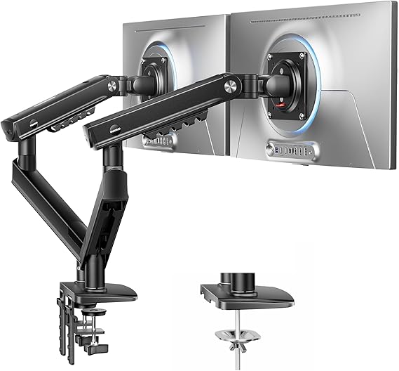 HUANUO FlowLift Pro Dual Monitor Mount for 1327" Screens, MechaSpring Monitor Stand, Adjustable Monitor Arms for 2 Monitors with Tilt/Swivel/Rotation, Tool-Free VESA Mount, Max Load 15.4 lbs