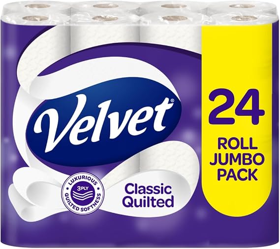 Velvet Classic Quilted Toilet Tissue 24 Standard Rolls