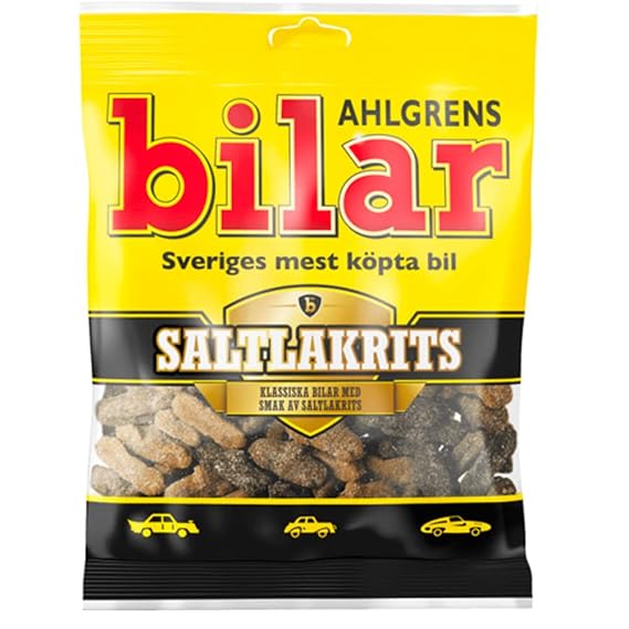 Ahlgrens Bilar-Saltlakrits salty chewy licorice marshmallow 100g