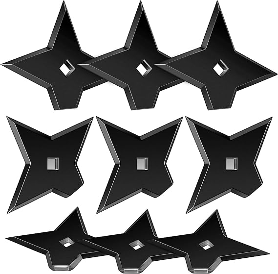 Weewooday 10 Pack Ninja Star Refrigerator Magnets Anime Style, Black