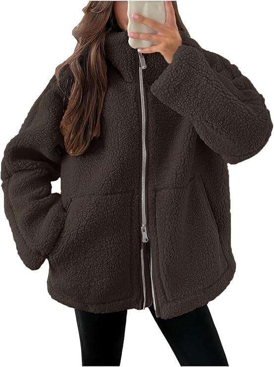 liyun Teddy Jacket Women's Leisure Double-edged Jacket Plain Fleece Jacket Zip Plush Jacket