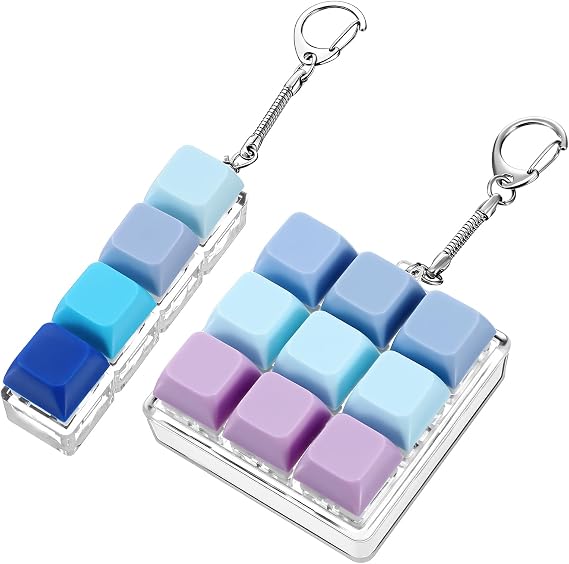 2 Pack Keyboard Fidget Toy, Fidget Keychain Click Keyboard with Keychain, Stress Relief Finger Clicker Gifts for Adults, Improve Focus & Ease Anxiety, Aesthetic Gradient