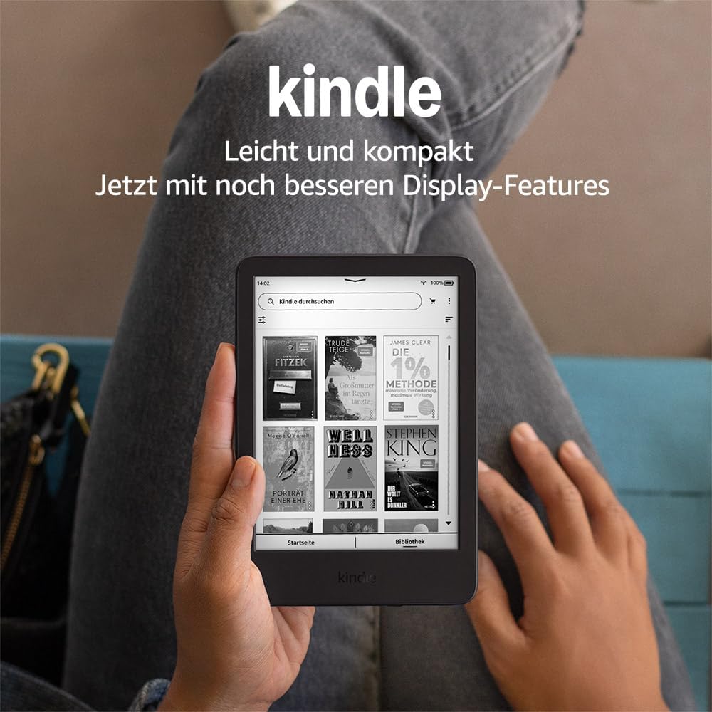 amazon kindle 16 gb: the lightest and most compact with a glare-free screen, faster turning, adjustable front light and long battery life with
