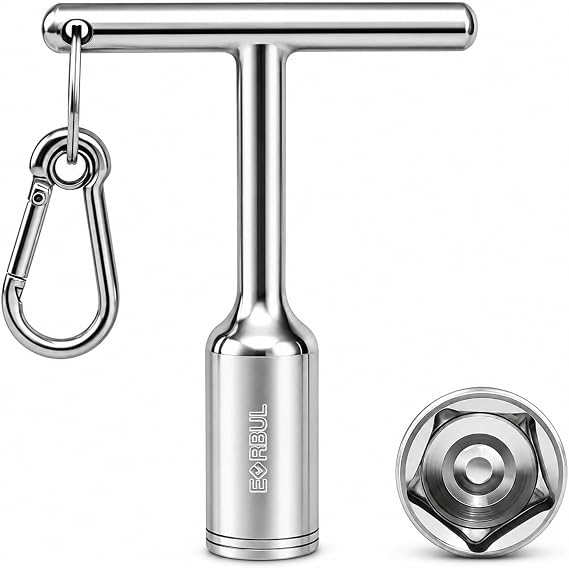 EVRBUL 13/16" Deep Socket T-Handle Penta Wrench, 630 Stainless Steel Penta Socket Lineman Wrench for Pad-Mounted Transformer Penta Head Bolt, Secondary Pedestal, Water Meter Pit Cover & Curb Box Key