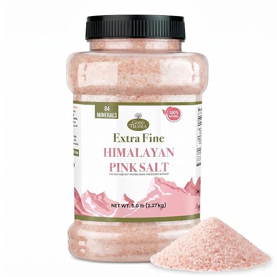 Good Tierra Himalayan Pink Salt, Extra-Fine, 5 lb Jar, Sea Salt, Kosher
