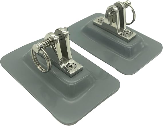 316 Stainless Steel Bimini Top Deck Hinge BiminiTop Fitting Hardware with Fiberglass Base 2-Pc Set for Inflatable Boat