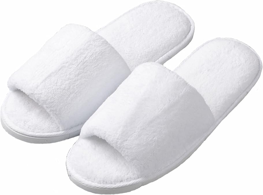 KHC-KHF Spa Slipper- 5 Pairs of Velvet Open Toe Slippers with Travel Bags- One Size Fit Most Men and Women for Spa