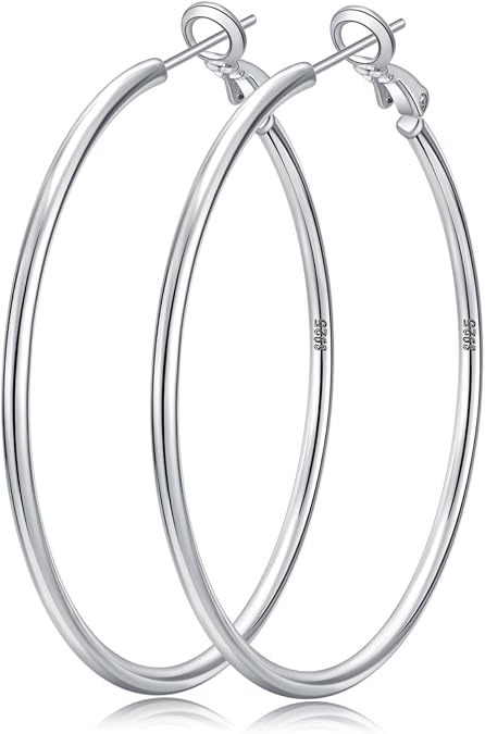 Senteria 2mm 925 Sterling Silver Gold Hoop Earrings for Women 20/30/50/70MM | Hypoallergenic Lightweight Thin Large Big Hoops Nickel Free Sensitive Ears Comfortable Everyday Jewelry Earring for Birthday