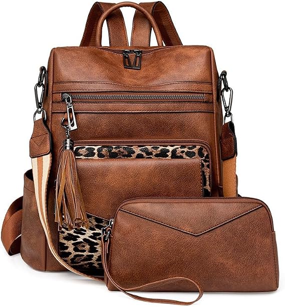 Women Backpack Anti-Theft Lightweight Waterproof PU Fashion Travel Multipurpose Convertible Purse Shoulder Bag Handbag Backpack