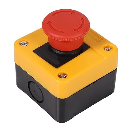 660V 10A Emergency Stop Push Button Switch with Red Mushroom Head Industrial E-Stop Button for Control Panels Heavy-Duty Plastic Housing Brass Contacts