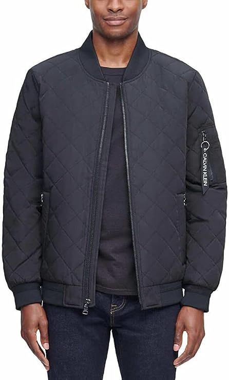 Calvin Klein Men's Quilted Bomber Jacket, black, Small