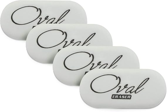Emraw White Oval Soft Pencil Mark Eraser Rubber for School, Office, Art, Drawing (4-Pack)