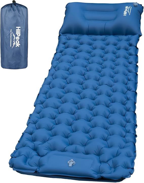 HiiPeak Camping Sleeping Pad - Ultralight Inflatable Sleeping Mat with Built-in Foot Pump, Durable Compact Waterproof Camping Air Mattress for Camping, Backpacking, Hiking, Tent Trap Traveling