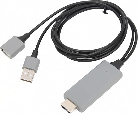 USB to HDMI 1080P Adapter Cable for Android Phone and TV Monitor (Black)