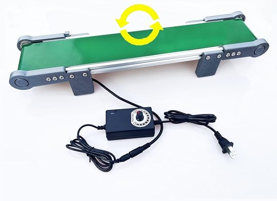 Belt Conveyor Desktop,PVC Conveyor Belt Step-Less Speed Adjustment,Assembly line Small Conveyor,Conveyor Belt Industrial Drive Flat(10x50cm)